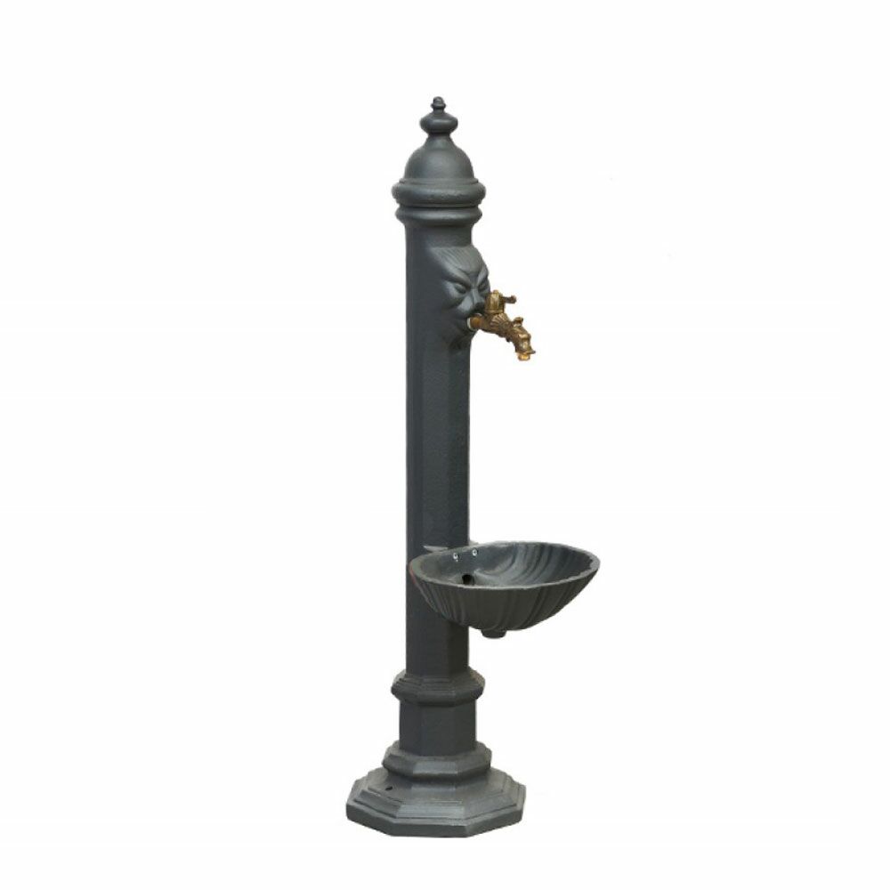  Gartenbrunnen Mit Gesicht Und Becken Aus Gusseisen - Valur