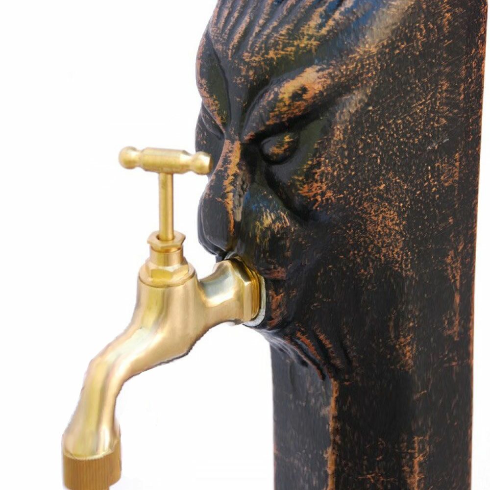  Gartenbrunnen Mit Gesicht Und Becken Aus Gusseisen - Valur