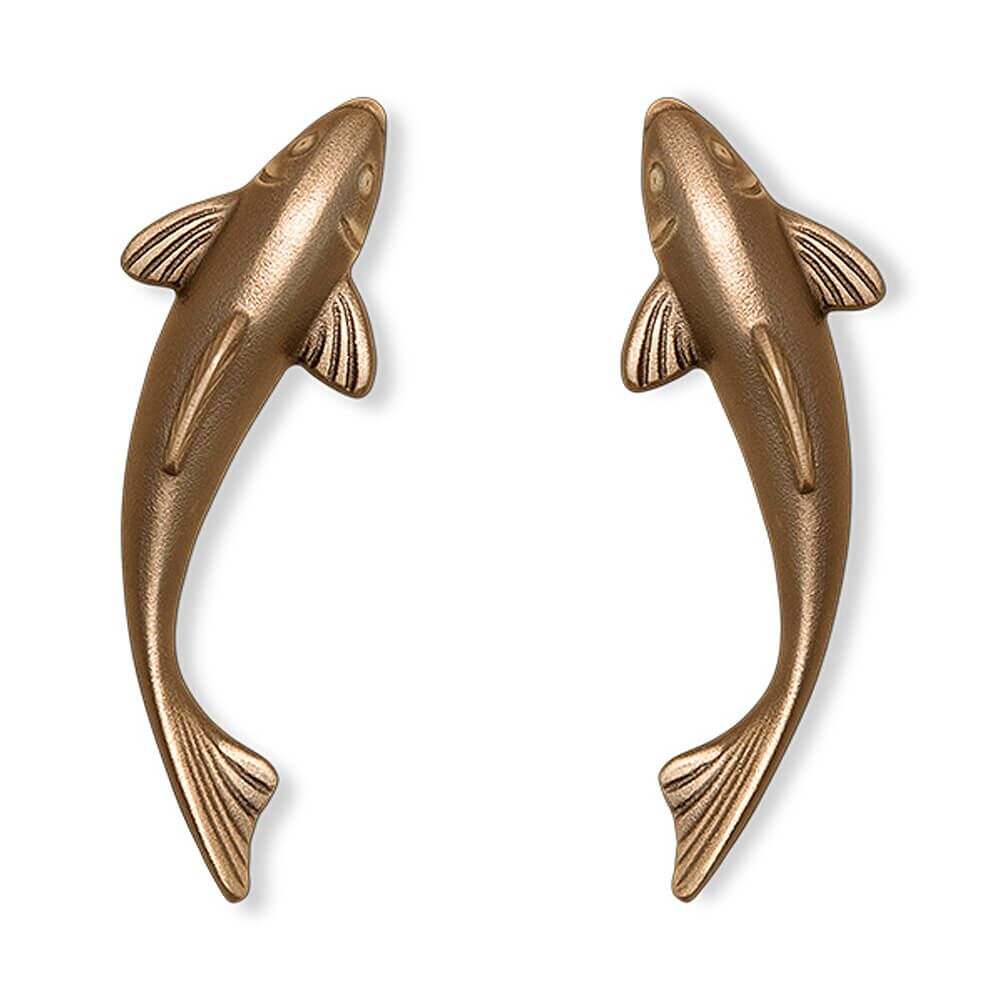  Gartendeko Set Aus 2 Fischfiguren - Bronze/Alu - Fische Han