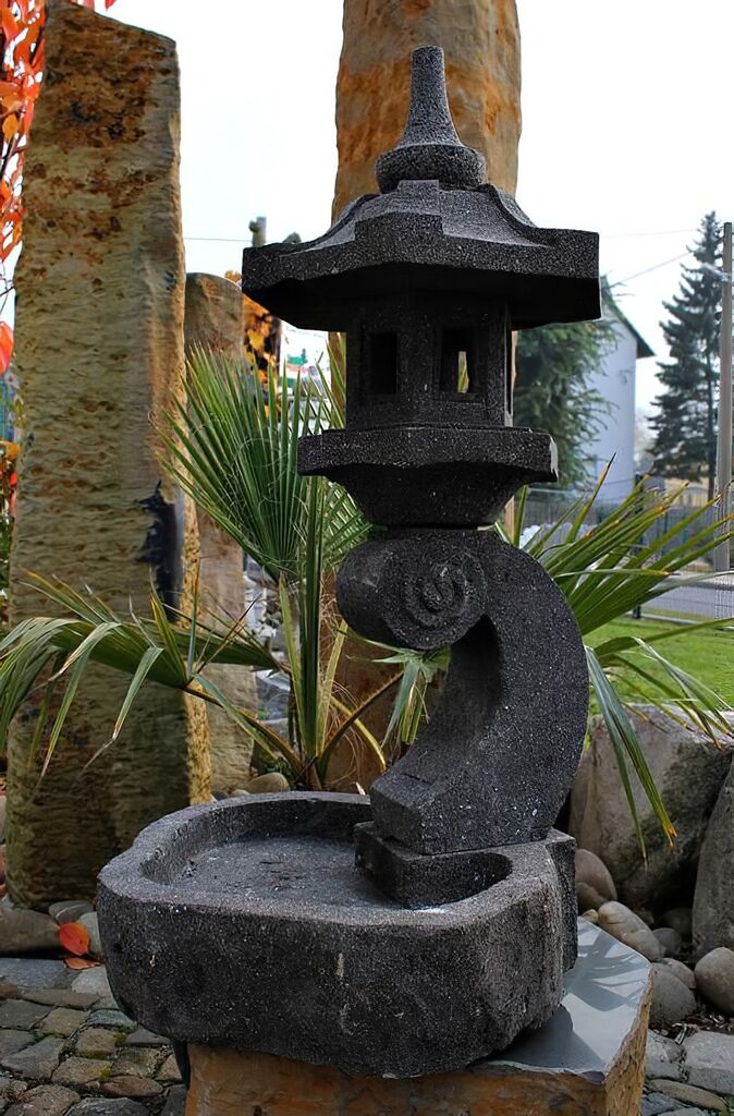  Gartenlaterne Mit Vogelbad Naturstein - Hadano