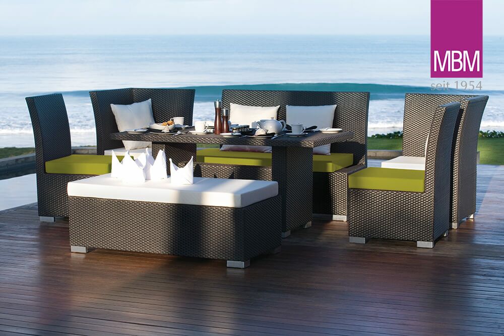  Gartenlounge Bank / Tisch Aus Alu & Polyrattan - Dunkelbraun - Bank/Loungetisch Combo/Bellini