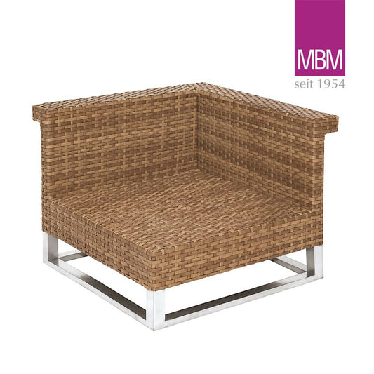  Gartenlounge Eckmodul Aus Alu & Kunststoffgeflecht - Braun - MBM - Eckmodul Madrigal
