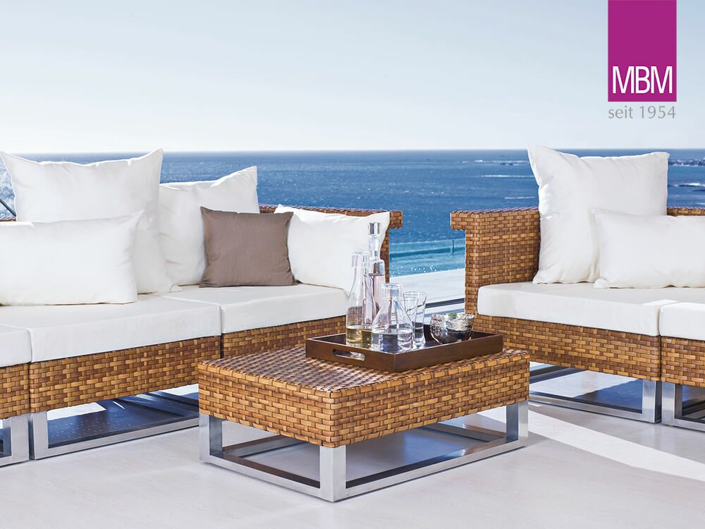  Gartenlounge Eckmodul Aus Alu & Kunststoffgeflecht - Braun - MBM - Eckmodul Madrigal