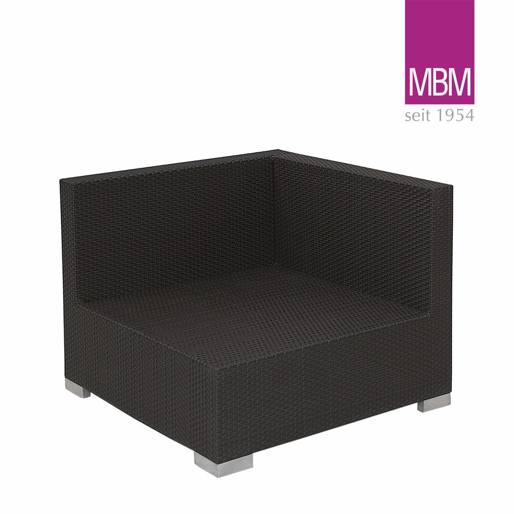  Gartenlounge Eckmodul Dunkelbraun - MBM - Alu & Kunststoffgeflecht - Eckmodul Bellini