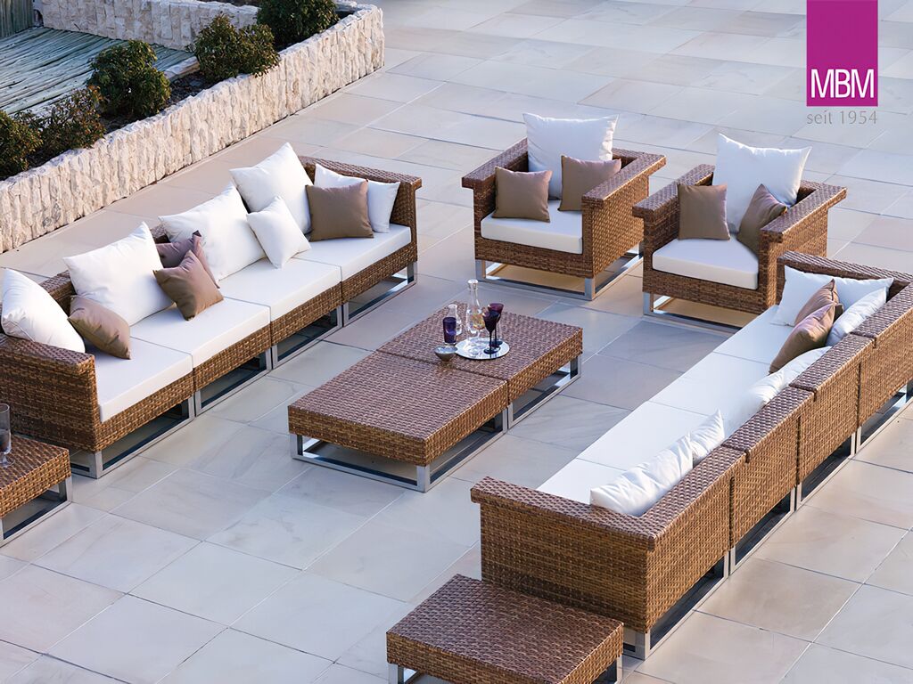  Gartenlounge Mittelmodul Aus Alu & Kunststoffgeflecht - Braun - MBM - Mittelmodul Madrigal