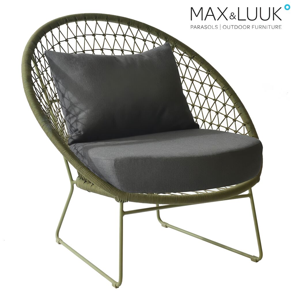  Gartenlounge Sessel Aus Alu & Seil Mit Kissen - Max&Luuk - Nora Loungesessel