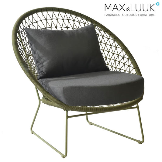  Gartenlounge Sessel Aus Alu & Seil Mit Kissen - Max&Luuk - Nora Loungesessel