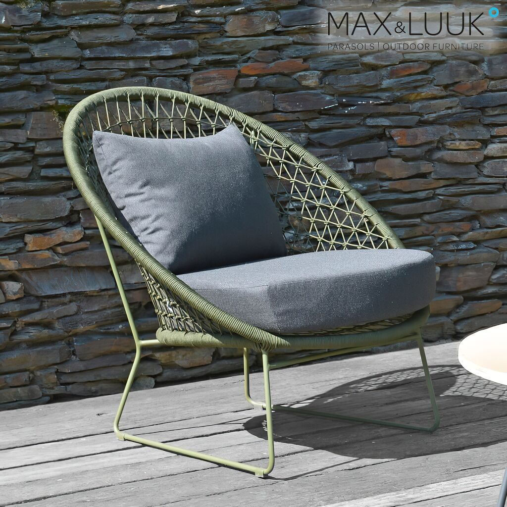  Gartenlounge Sessel Aus Alu & Seil Mit Kissen - Max&Luuk - Nora Loungesessel