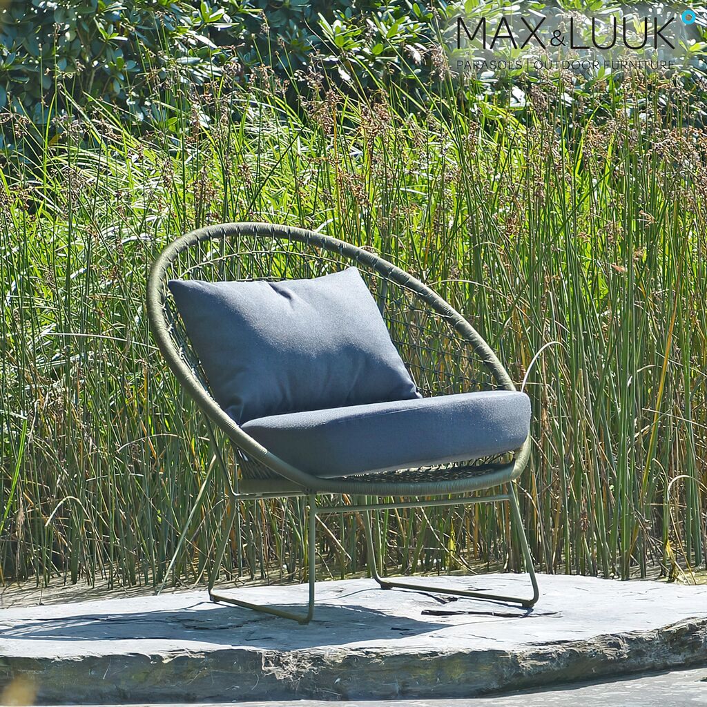  Gartenlounge Sessel Aus Alu & Seil Mit Kissen - Max&Luuk - Nora Loungesessel
