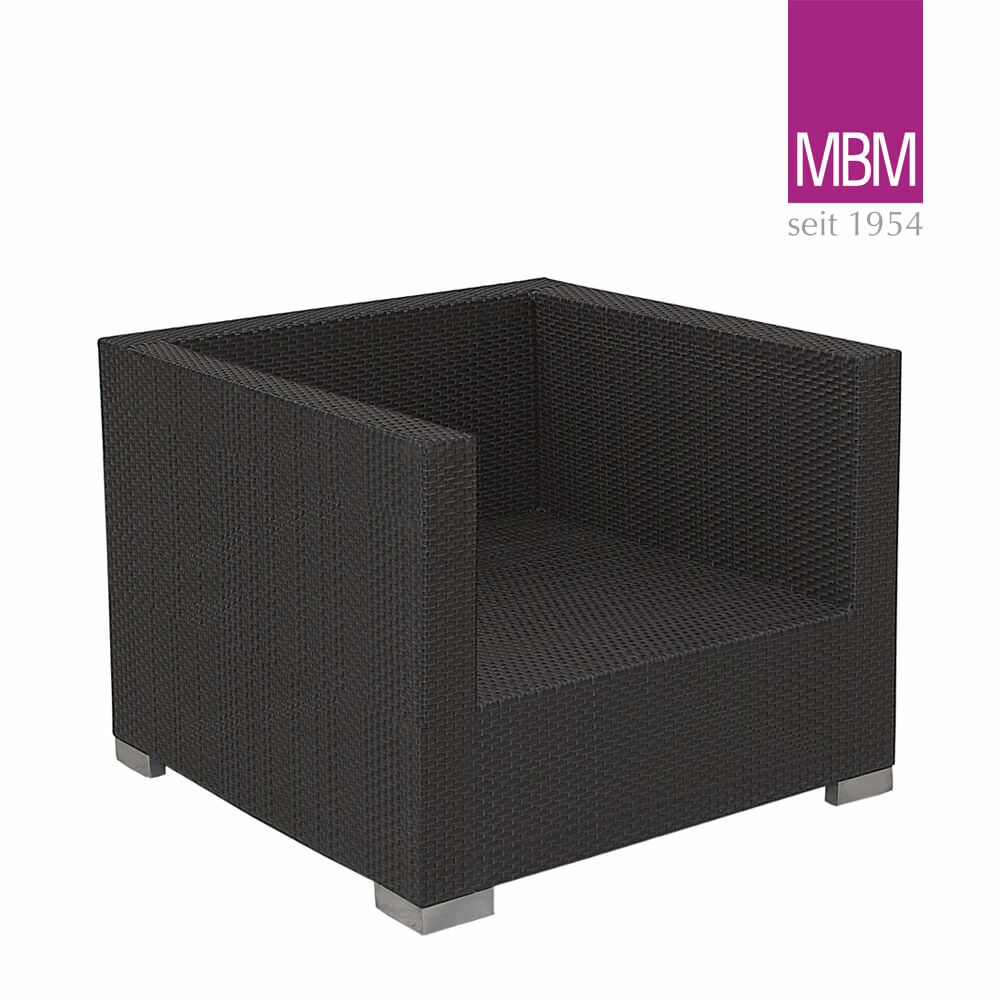  Gartenlounge Sessel Von MBM - Dunkelbraun - Alu & Polyrattan - Loungesessel Bellini