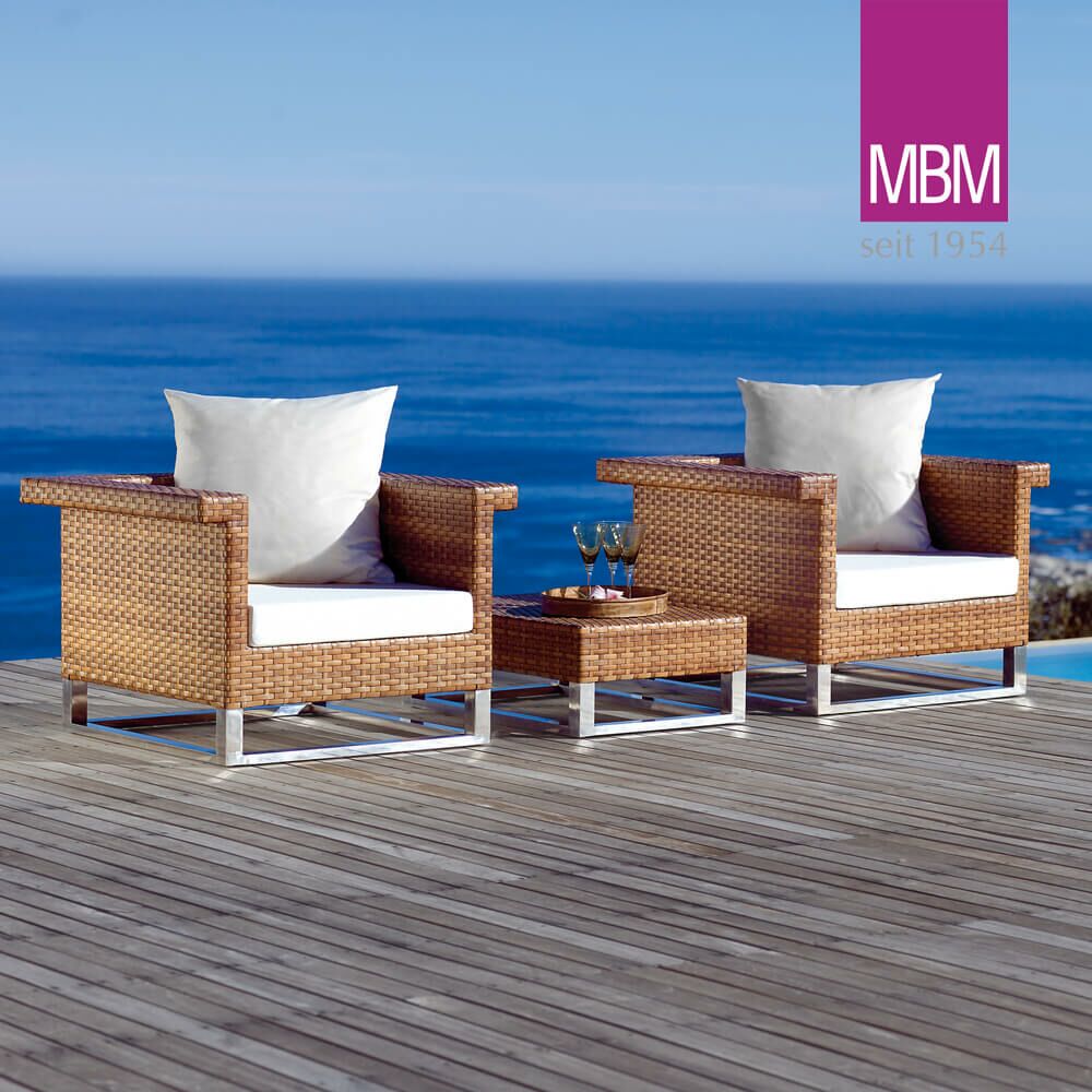  Gartenlounge Tisch Aus Alu & Kunststoffgeflecht - Braun - MBM - Loungetisch Madrigal