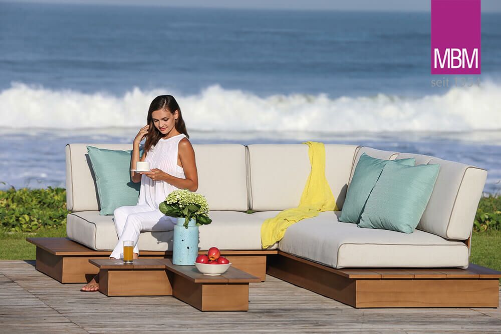  Gartenlounge Tisch Für Ecke In L-Form - Von MBM - Resysta Holzoptik - Braun - La Villa Loungetisch