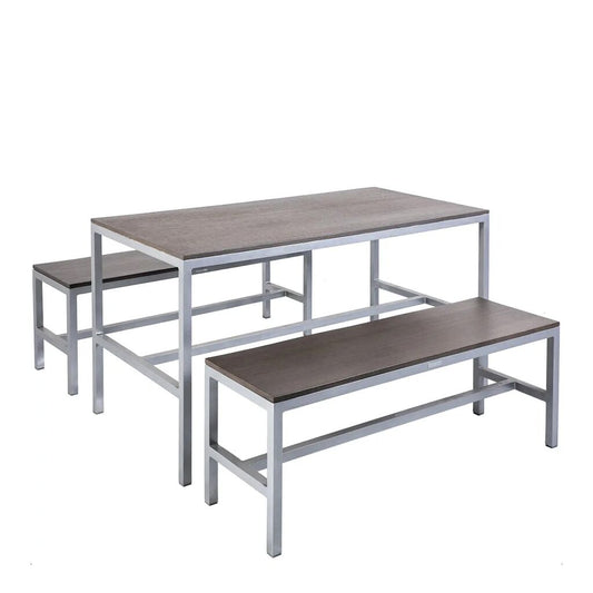  Gartenmöbel Set Aus Aluminium & Resysta - MBM - Gartentisch & 2 Bänke - Dice Dining Set