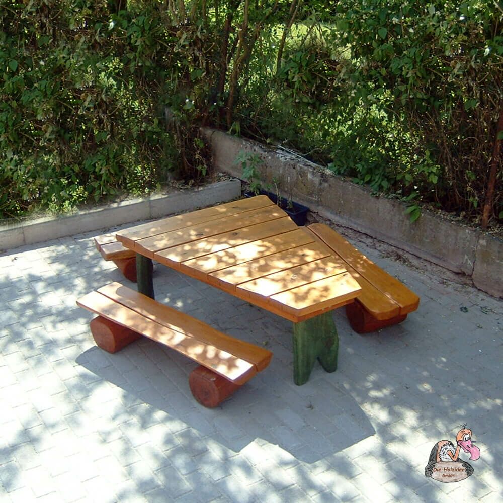  Gartenmöbel Set Für Kinder Aus Holz - Tisch Und Gartenbänke - Sitzgarnitur Zwergenland