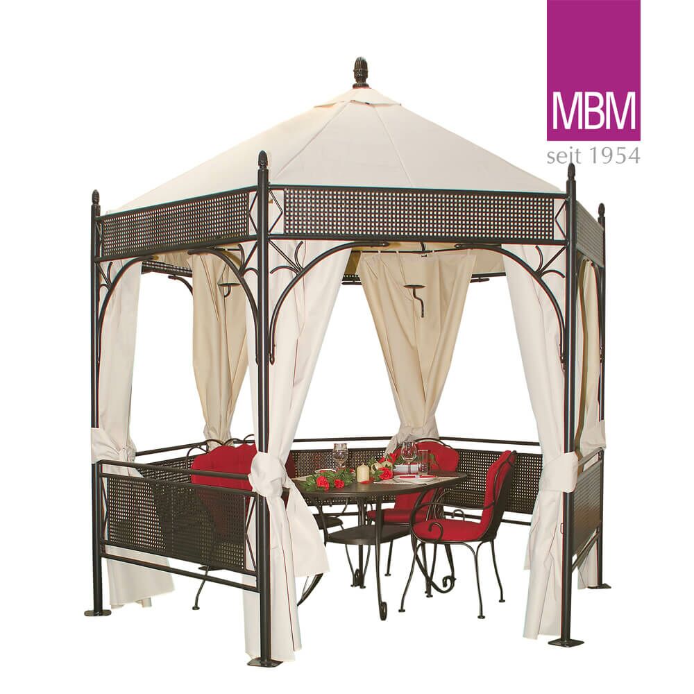  Gartenpavillon 6 Eckig Mit Dach - MBM - Eisen, PVC & Polyester - 3x3m - Pavillon Romeo Romantik