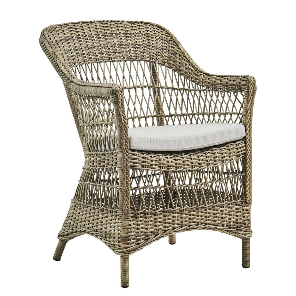  Gartensessel In Rattan Optik Mit Armlehnen In Antikgrau - Gartensessel Hedda