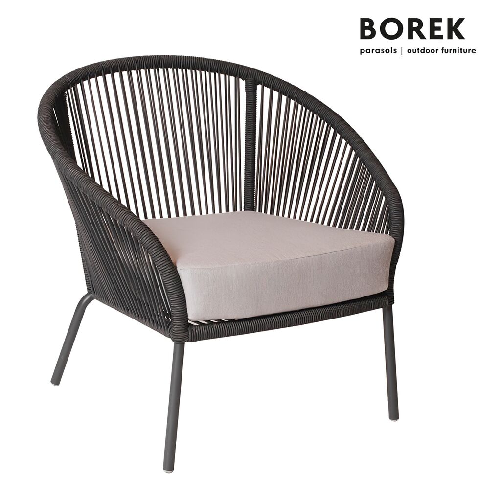  Gartensessel Von Borek - Aluminium - Mit Sitzkissen - Grau & Braun Meliert - Colette Klubsessel