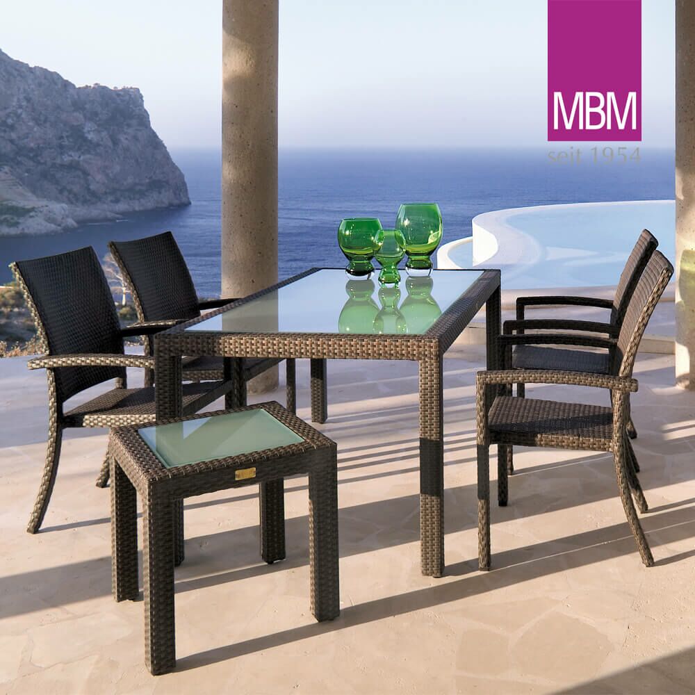  Gartenstuhl Dunkelbraun - Stapelbar - Alu & Mirotex - MBM - Gartenstuhl Bellini