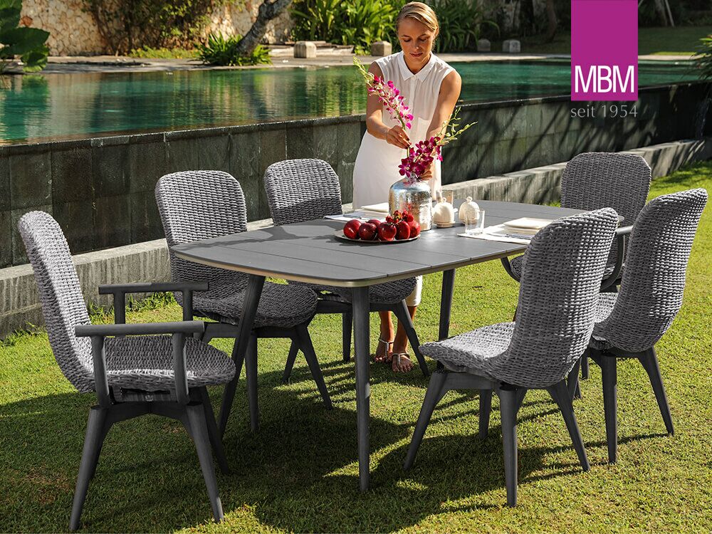  Gartenstuhl Mit Rückenlehne In Stone Grey Von MBM - Stuhl Orlando Twist