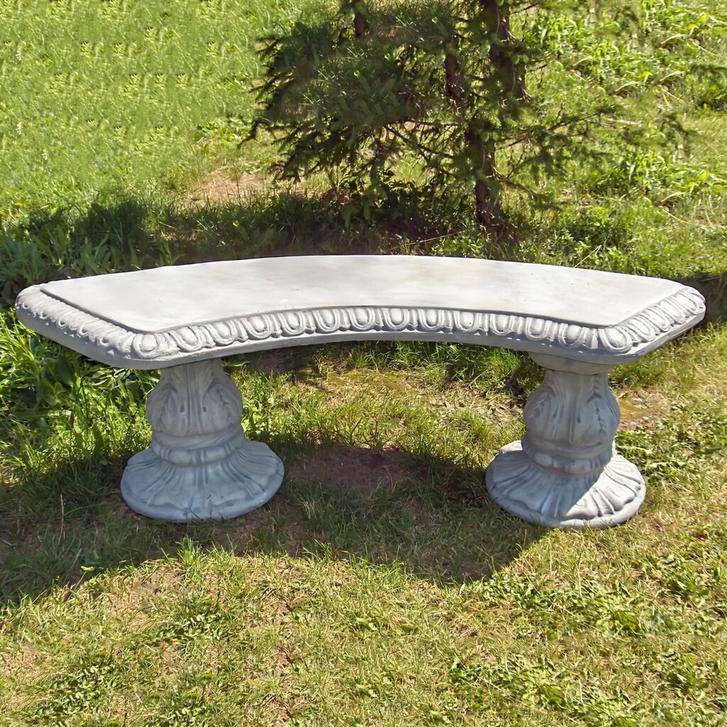  Gebogene Gartenbank Aus Steinguss Im Antik Stil - Sabathea