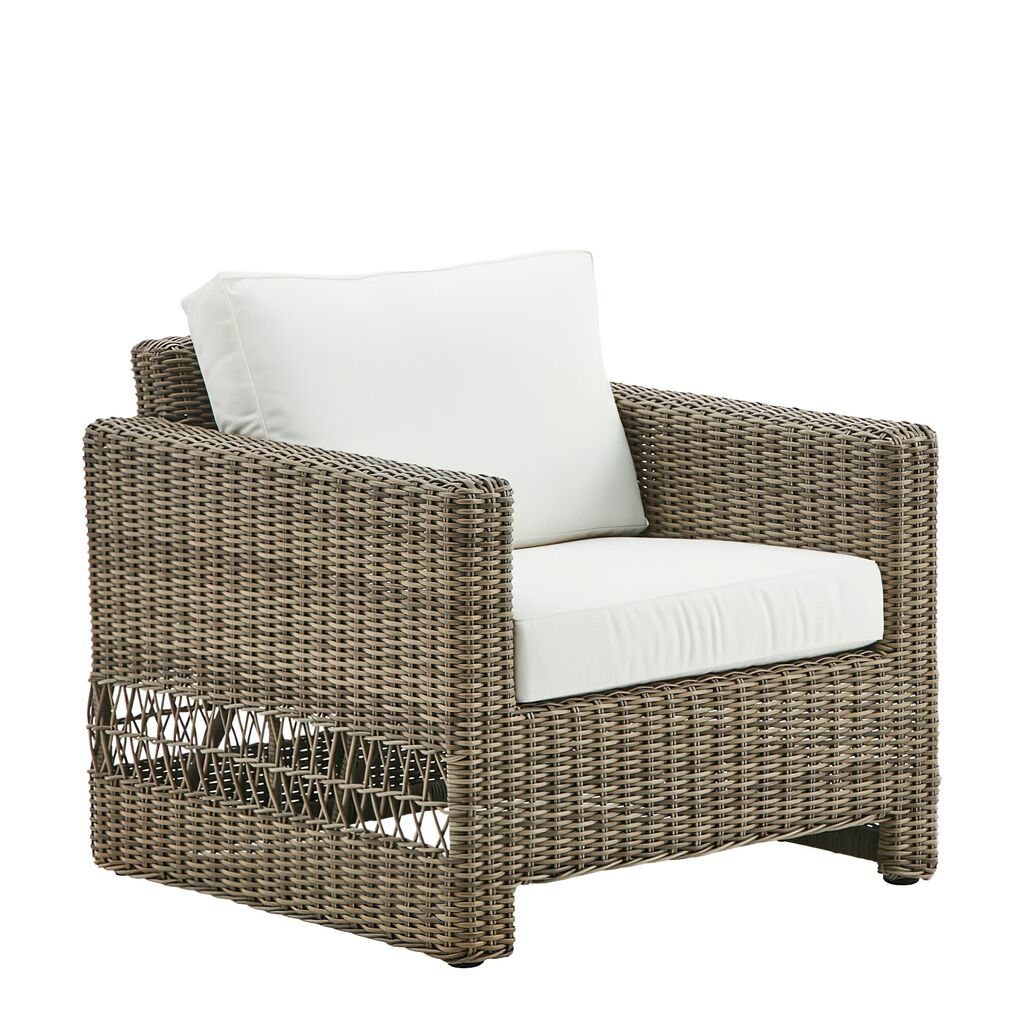  Geflochtener Lounge Sessel Aus Aluminium Und Polyrattan In Antikgrau - Loungesessel Joana