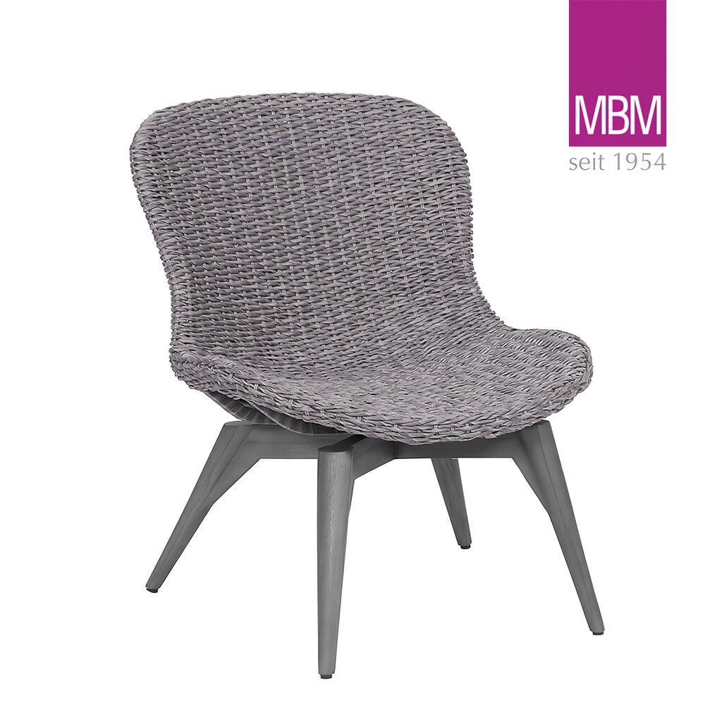  Geflochtener Loungesessel Mit Rückenlehne In Stone Grey Von MBM - Loungesessel Orlando