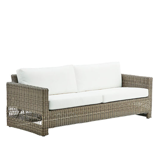  Geflochtenes 3-Sitzer Gartensofa Für Die Lounge In Antikgrau - 3-Sitzer Joana