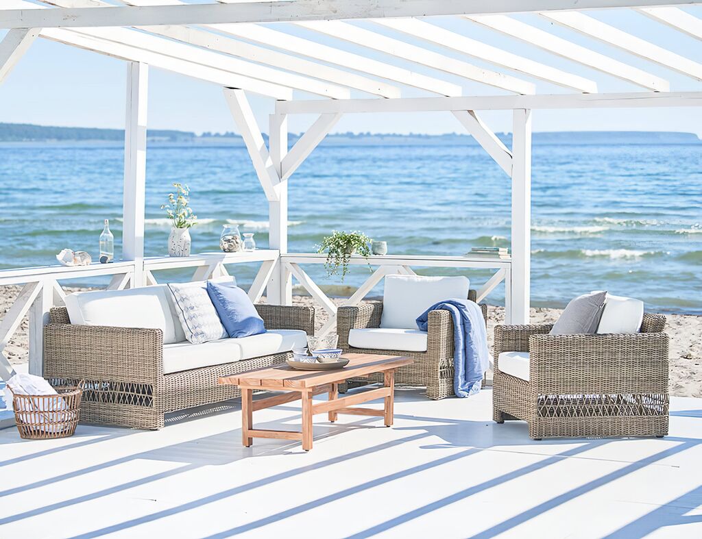  Geflochtenes 3-Sitzer Gartensofa Für Die Lounge In Antikgrau - 3-Sitzer Joana