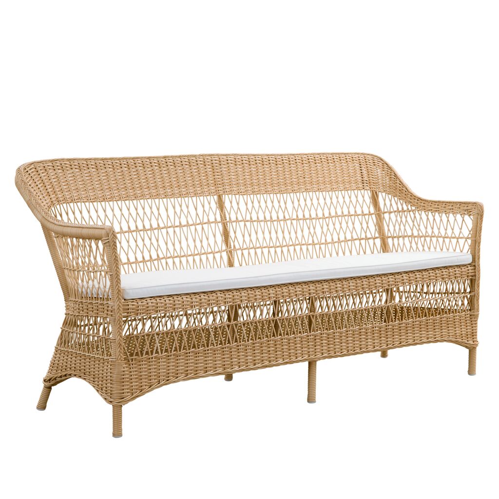 Geflochtenes Garten Loungesofa Für Drei Personen Aus Aluminium Und Wetterfestem Rattan - 3-Sitzer Hedda