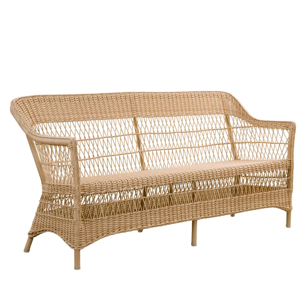  Geflochtenes Garten Loungesofa Für Drei Personen Aus Aluminium Und Wetterfestem Rattan - 3-Sitzer Hedda