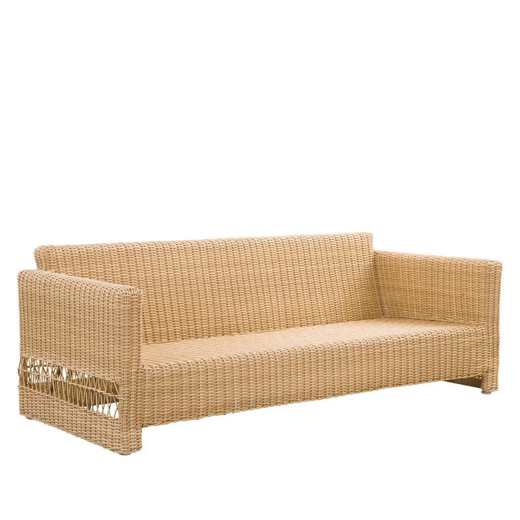  Geflochtenes Outdoor Loungesofa Aus Aluminium Und Polyrattan In Hellbraun - 3-Sitzer Joana