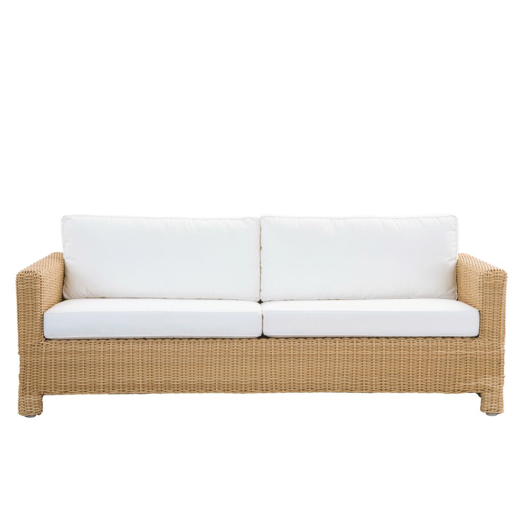  Geflochtenes Outdoor Loungesofa Aus Aluminium Und Polyrattan In Hellbraun - 3-Sitzer Joana