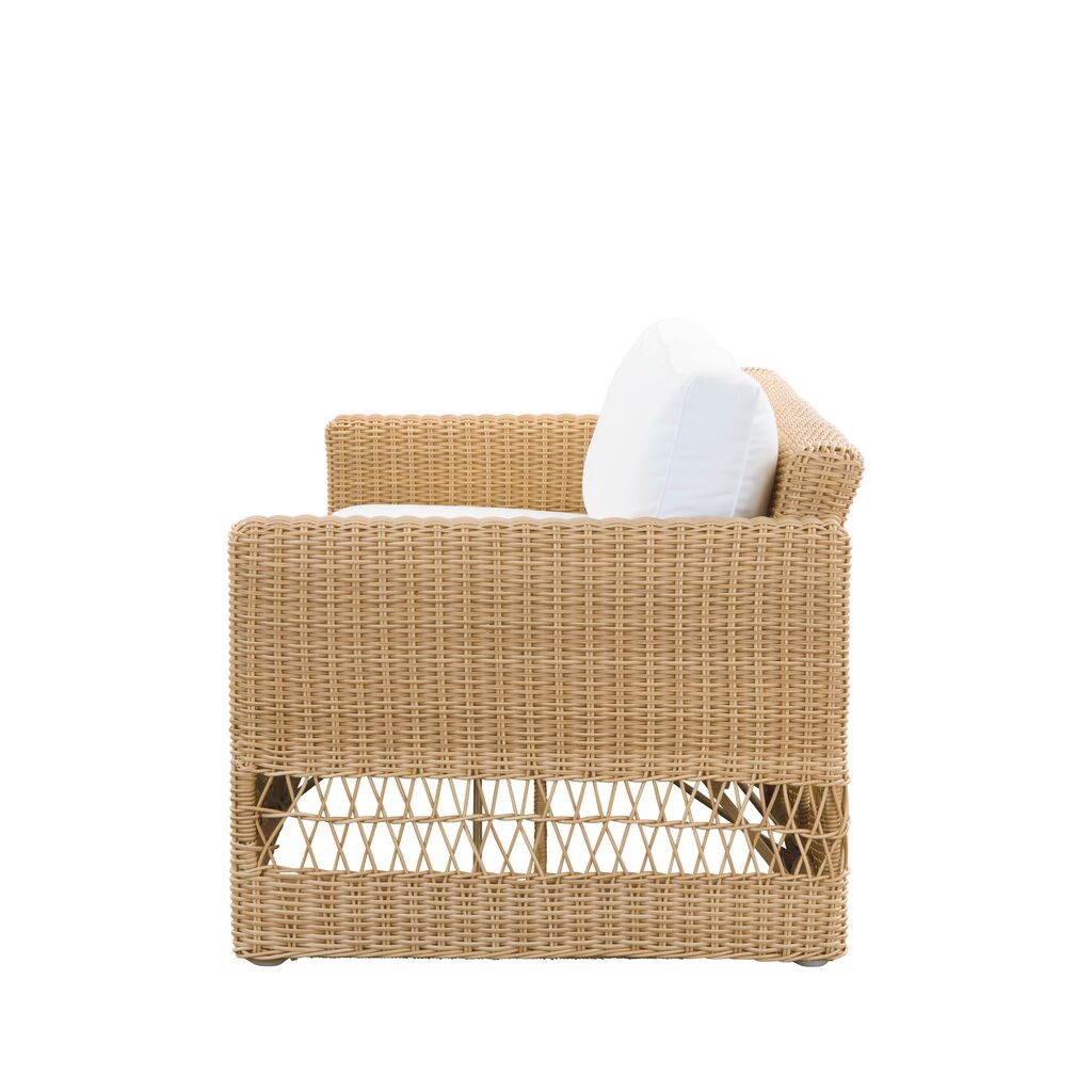  Geflochtenes Outdoor Loungesofa Aus Aluminium Und Polyrattan In Hellbraun - 3-Sitzer Joana