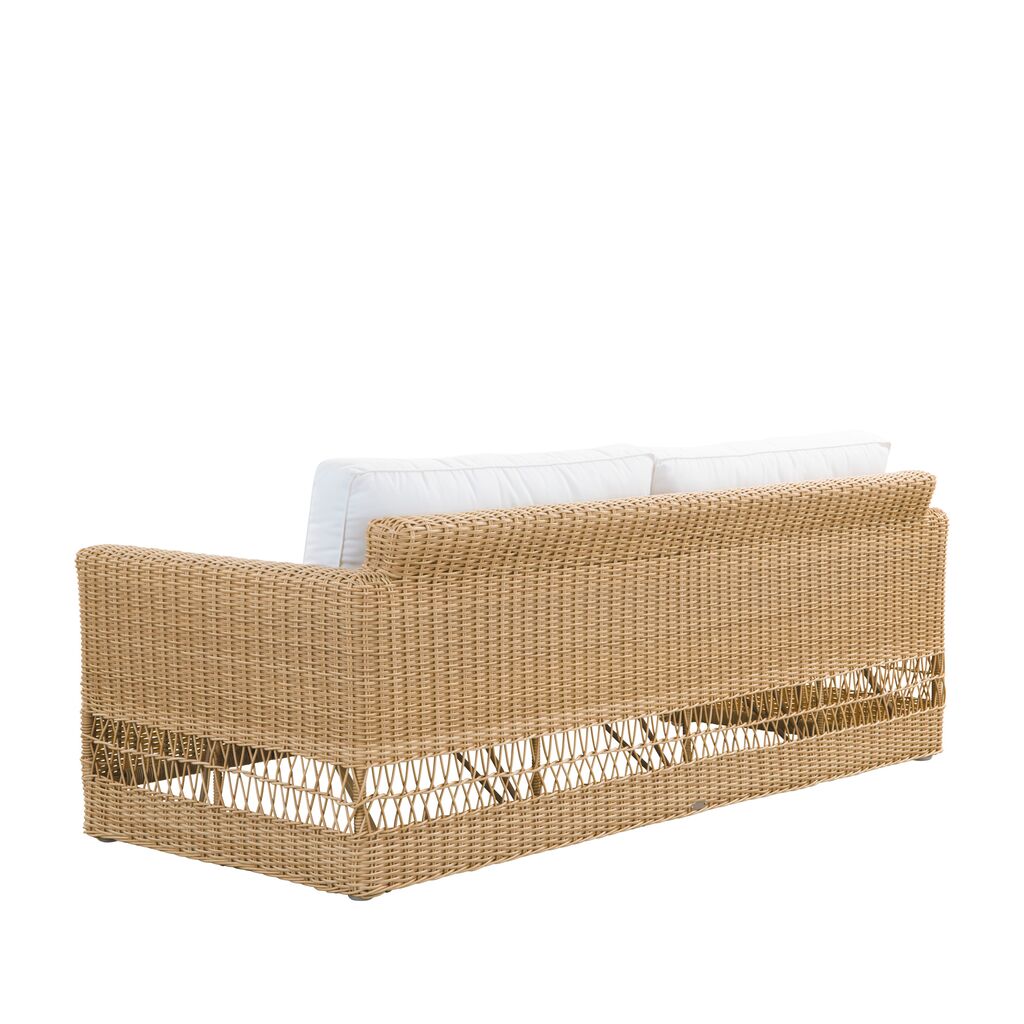  Geflochtenes Outdoor Loungesofa Aus Aluminium Und Polyrattan In Hellbraun - 3-Sitzer Joana