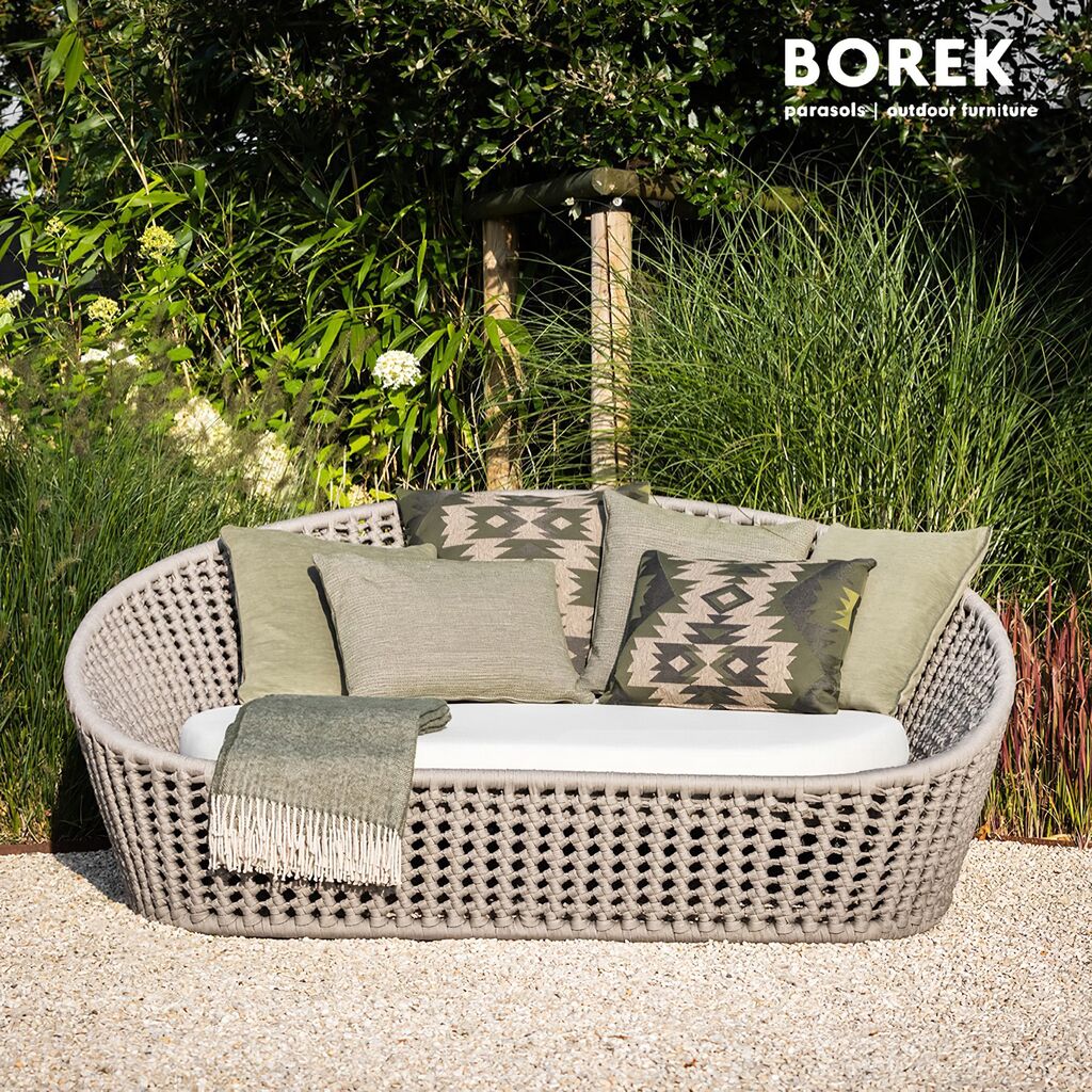  Geflochtenes Outdoor Sonnenbett In Grau Mit Aluminiumgestell - Vigo Tagesbett