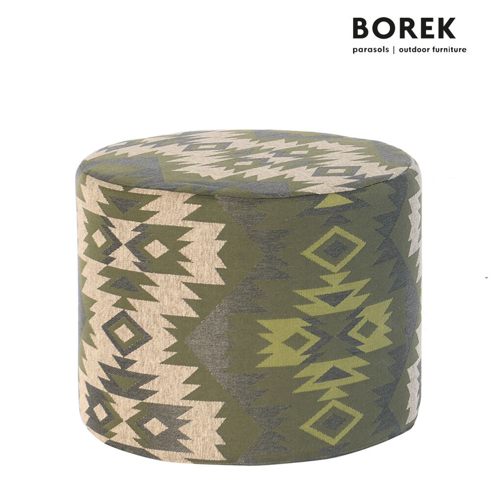  Gemusterter Gartenhocker Von Borek Aus Outdoor Stoff - Rund - Desio Hocker