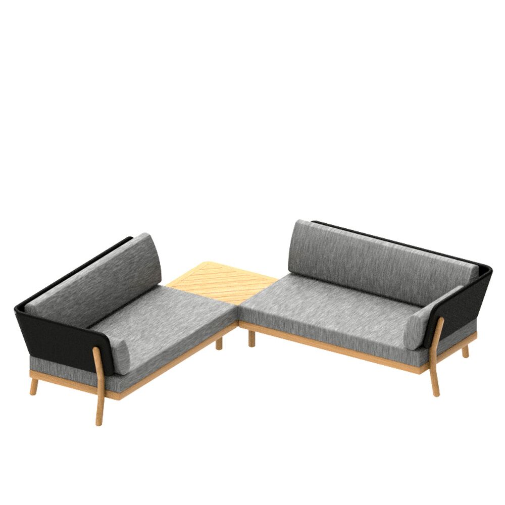  Gepolsterte Teakholz Loungebank Mit Armlehne - Claire Loungebank