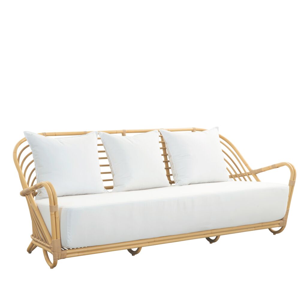  Gepolstertes Gartensofa Für Drei Personen Aus Alu Und Wetterfesten Rattan - Gartensofa Berit