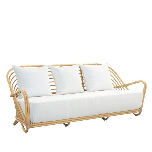  Gepolstertes Gartensofa Für Drei Personen Aus Alu Und Wetterfesten Rattan - Gartensofa Berit