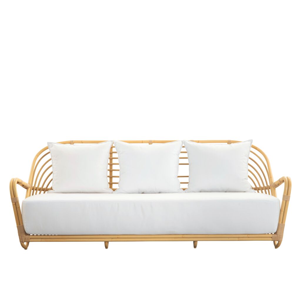  Gepolstertes Gartensofa Für Drei Personen Aus Alu Und Wetterfesten Rattan - Gartensofa Berit