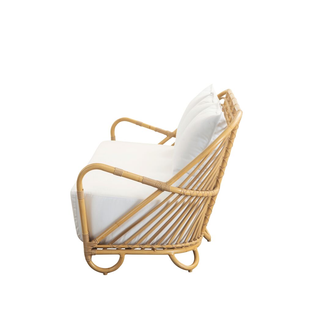  Gepolstertes Gartensofa Für Drei Personen Aus Alu Und Wetterfesten Rattan - Gartensofa Berit