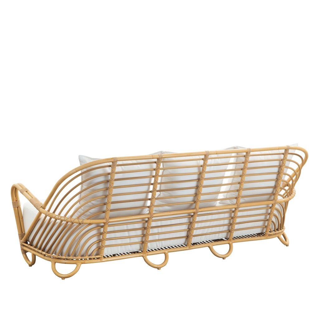  Gepolstertes Gartensofa Für Drei Personen Aus Alu Und Wetterfesten Rattan - Gartensofa Berit