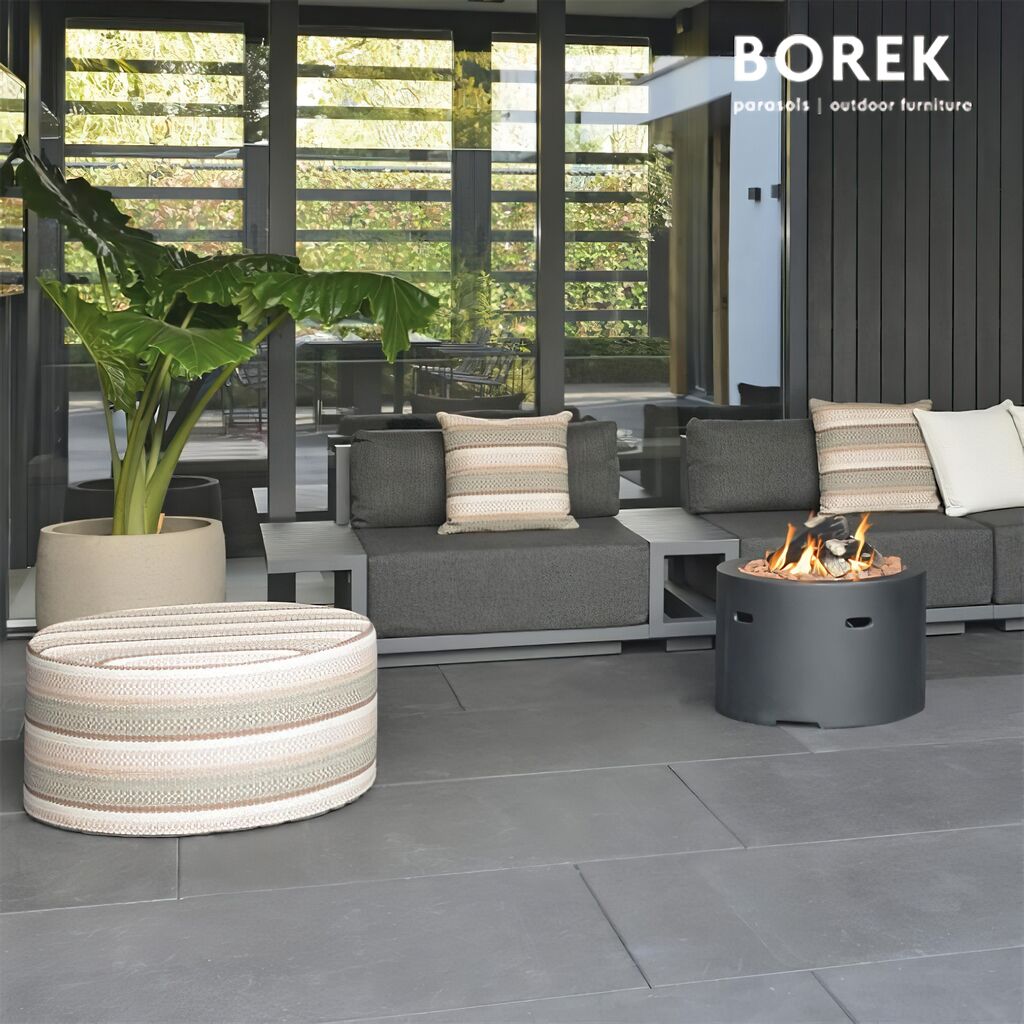  Gestreifter Borek Hocker Für Den Garten Aus Outdoorgewebe - Desio Hocker