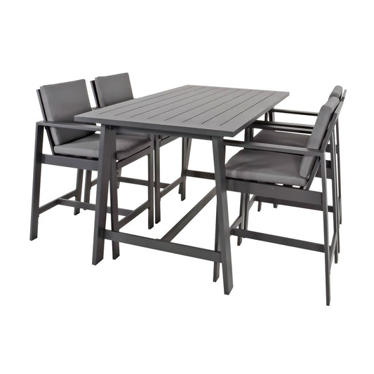  Graue 4-Sitzer Sitzgruppe Aus Aluminium - Bistroset Maggie