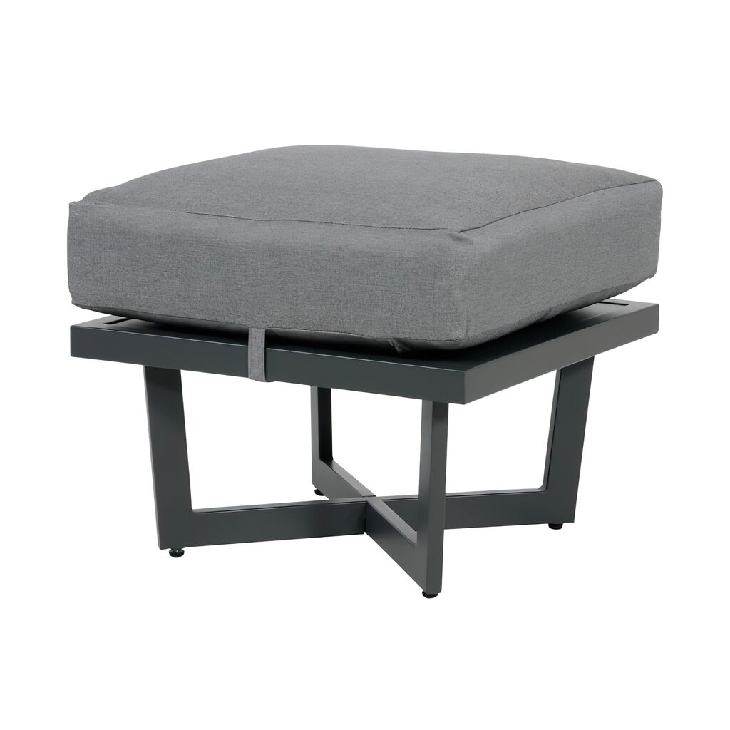  Grauer Alu-Loungehocker Mit Kissen - Gartenhocker Briun