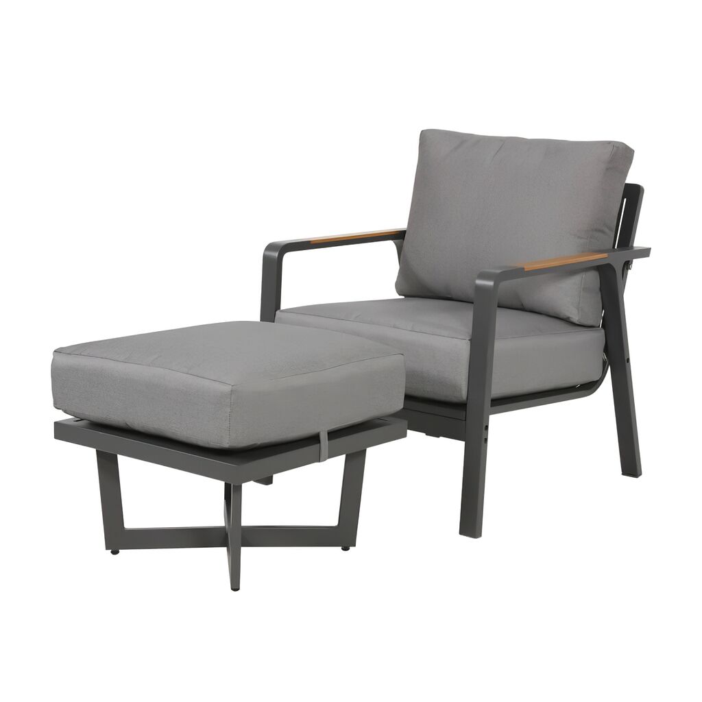  Grauer Alu-Loungehocker Mit Kissen - Gartenhocker Briun