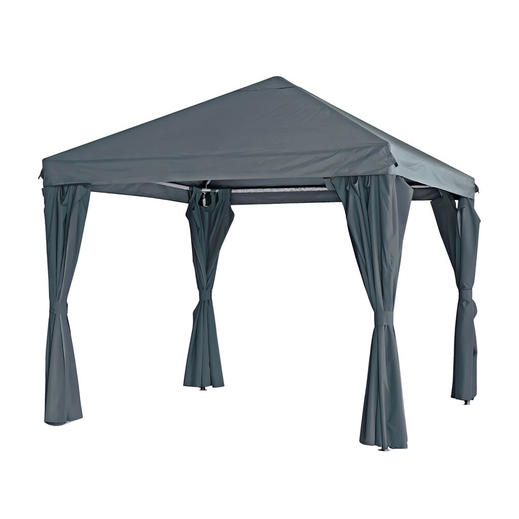  Grauer Gartenpavillon 300x300cm Mit Seitenteilen - Pavillon Rexor