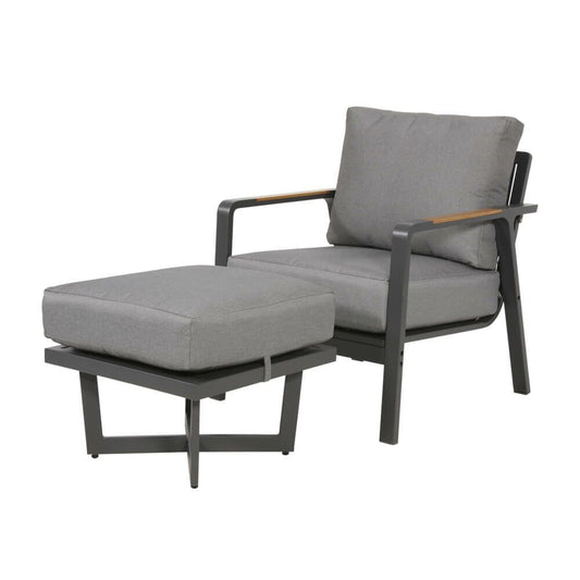  Grauer Outdoor-Stuhl Und Hocker Als Set - Alu - Briun Sitzmöbel