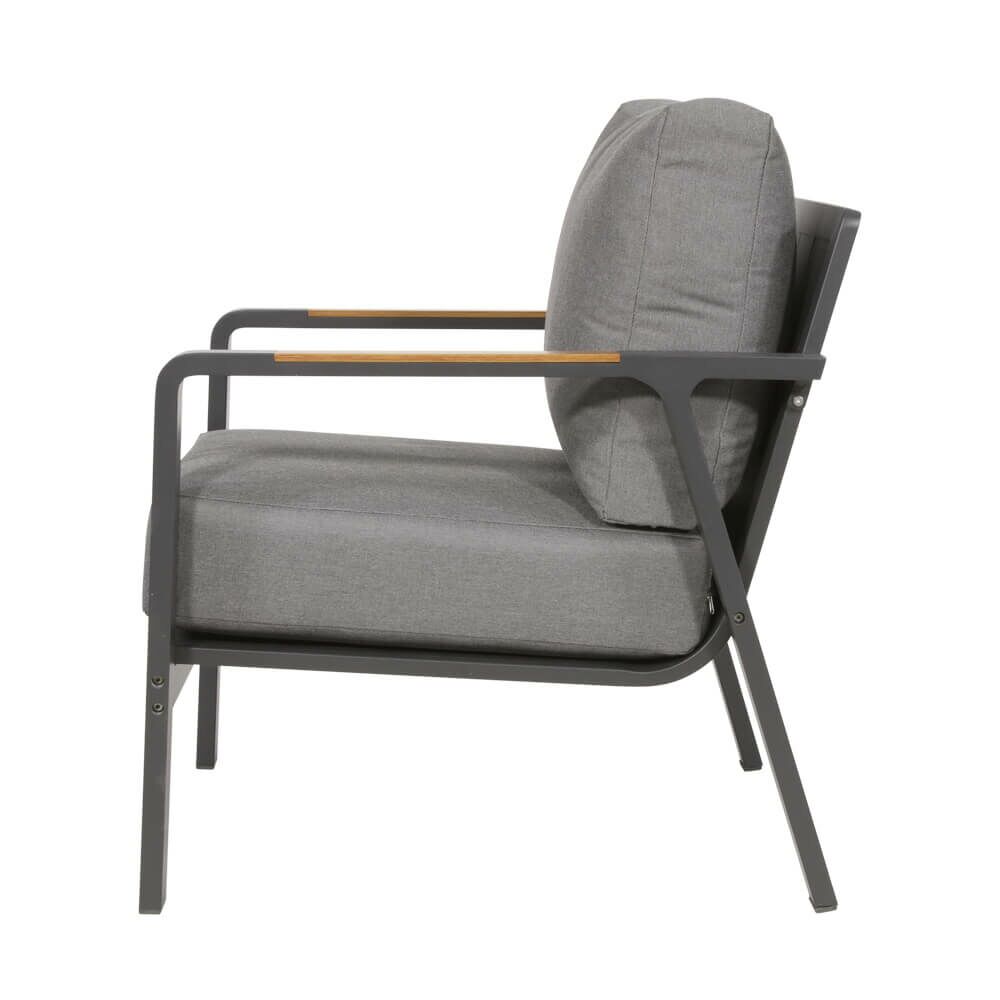  Grauer Outdoor-Stuhl Und Hocker Als Set - Alu - Briun Sitzmöbel