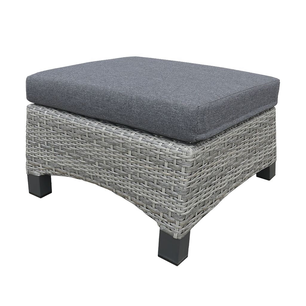  Grauer Polyrattan Gartenhocker Mit Alugestell Und Sitzkissen - Hocker Thula